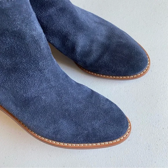 Loeffler Randall Size 6 Navy Blue Suede Leather Almond Toe Zip-up Ankle Bootie - Picture 5 of 7